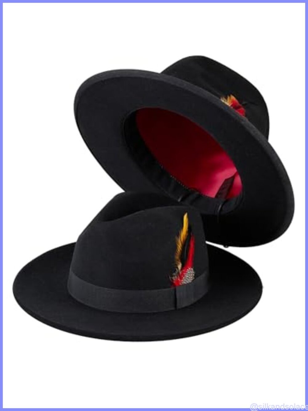 Wool Felt Fedora Hat Wide Brim Panama Style Adjustable Drawstring Unisex